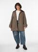 Manteau &agrave; carreaux avec col en velours c&ocirc;tel&eacute;, Marron, Model image number 1