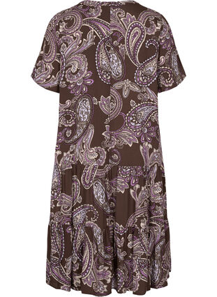 Viscose jurk met print en korte mouwen, Bracken Paisley, Packshot image number 1