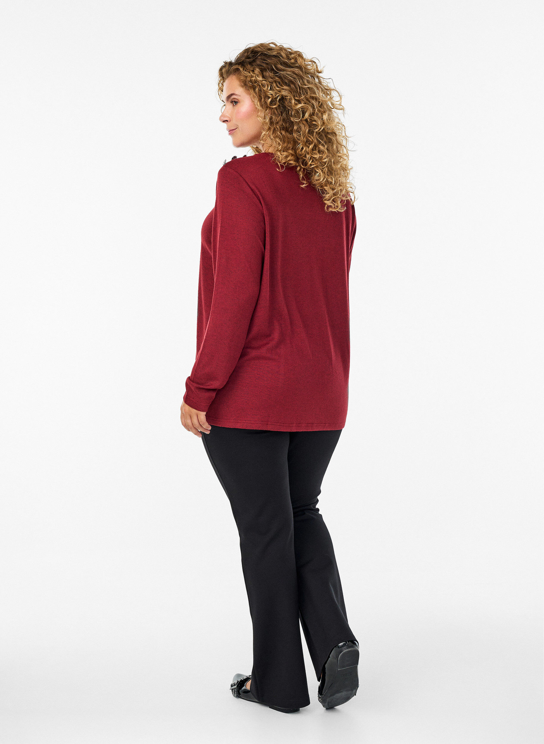ZizziPantalon bootcut en m&eacute;lange de viscose, Noir, Model image number 1