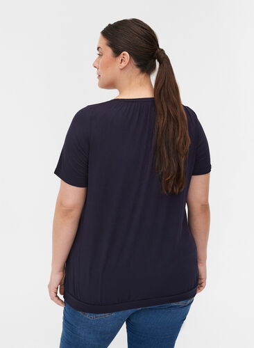 Viscose T-shirt met stretch en korte mouwen, Night Sky, Model image number 1