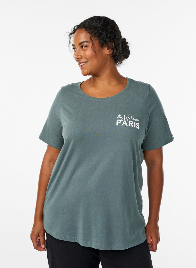 T-shirt met print, Groen, Model image number 0