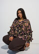 Blouse avec imprim&eacute; floral et volants, Noir, Model image number 0