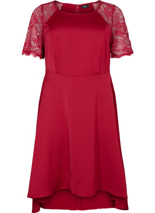 Midi-jurk met korte kanten mouwen, Rhubarb, Packshot image number 0