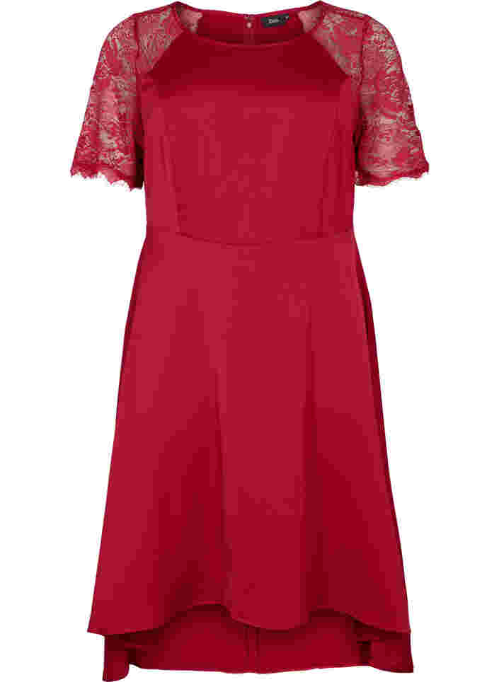 Midi-jurk met korte kanten mouwen, Rhubarb, Packshot image number 0
