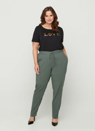 T-shirt met korte mouwen en print, Black w. Love, Model image number 2