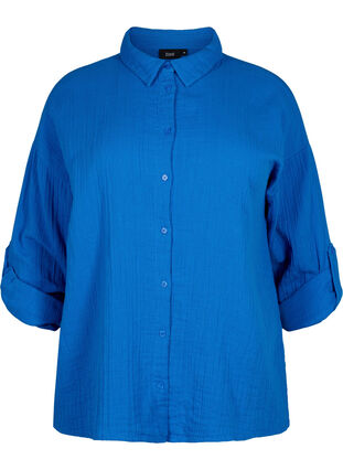 Chemise avec col en mousseline de coton, Victoria blue, Packshot image number 0