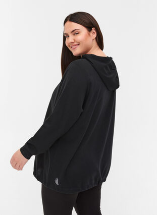 Sweatshirt met capuchon en verstelbare onderkant, Black, Model image number 1
