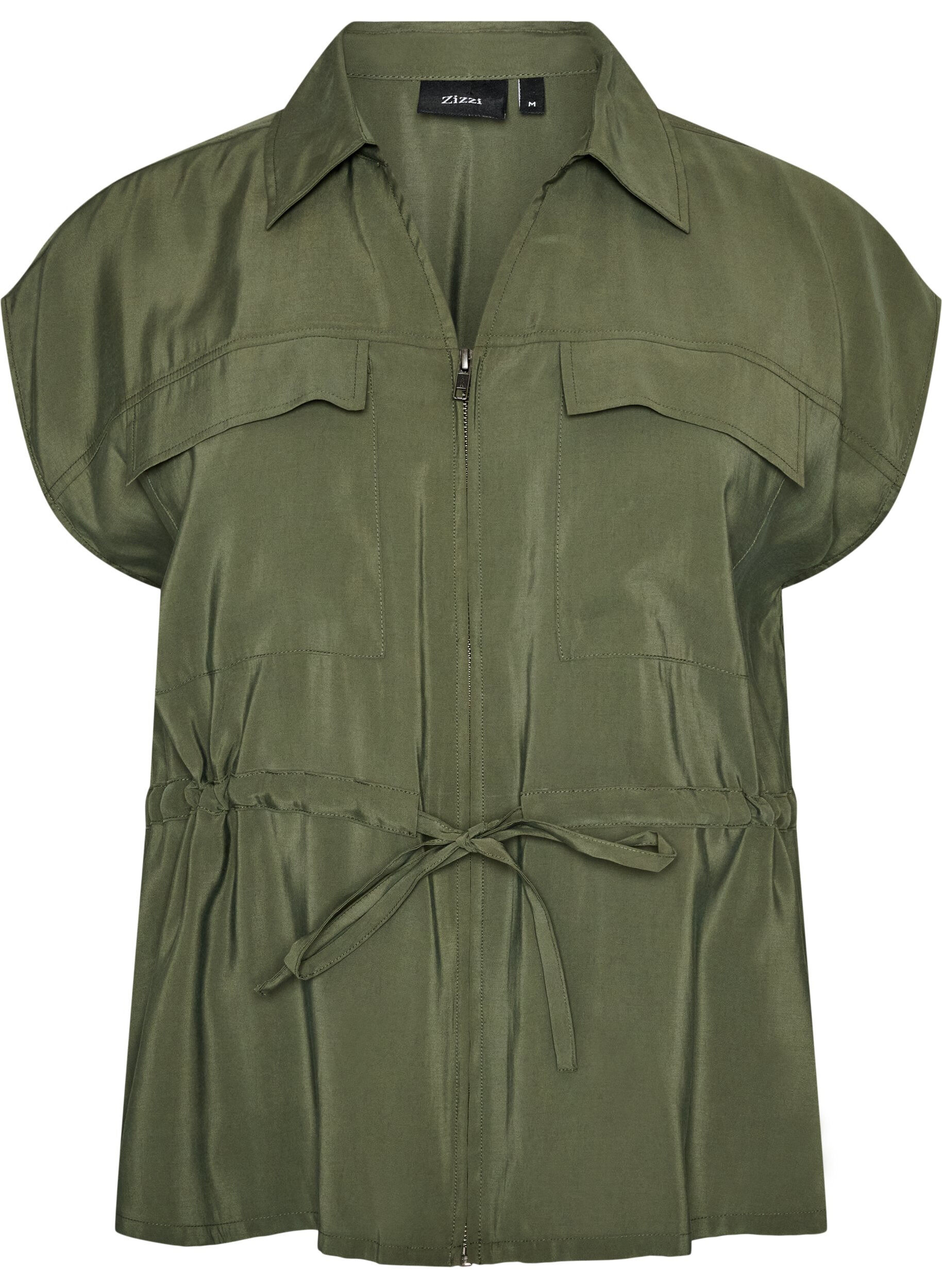 Gilet en modal avec fermeture &eacute;clair et ceinture &agrave; nouer
