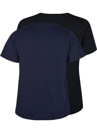 FLASH - 2-pack T-shirts met ronde hals, Navy Blazer/Black, Packshot image number 1