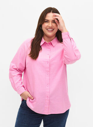 Chemise à manches longues en coton, Pink Frosting, Model image number 0