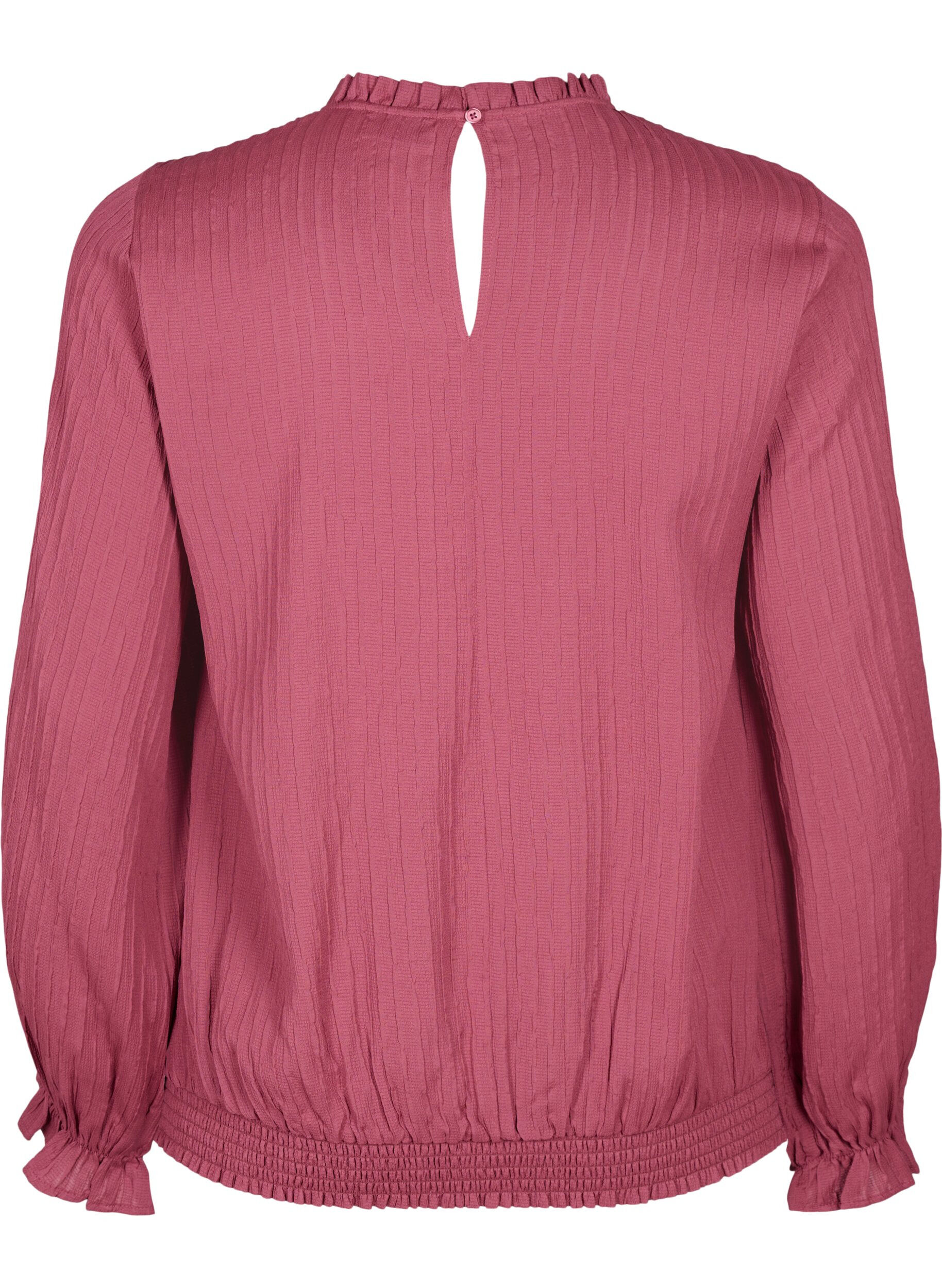 ZizziSmok blouse met ruches en textuur, Dry Rose, Packshot image number 1