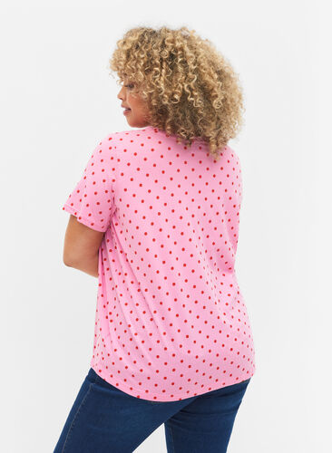 T-shirt en coton à pois, Prism Pink W. Dot, Model image number 1