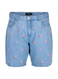 Shorts en jean avec des fleurs brodées