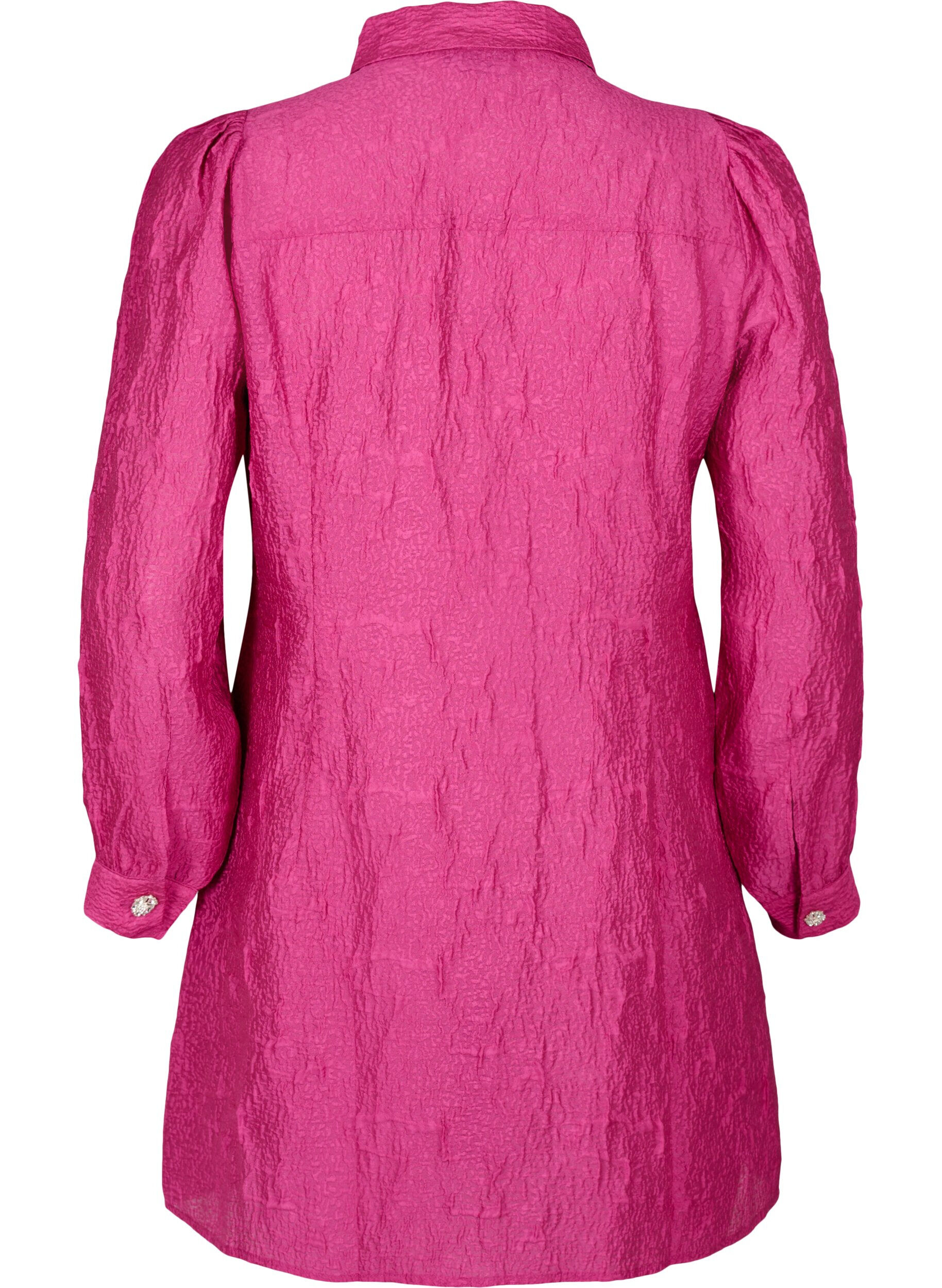 Zizzi Robe chemise avec texture et boutons perle, Cactus Flower, Packshot image number 1