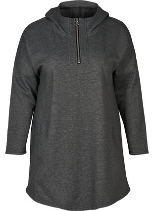 Sweatshirt long capuche, Dark Grey Melange, Packshot image number 0