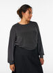 Blouse met visgraatpatroon en glinsterend garen, Zwart, Model image number 0