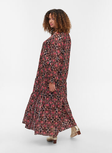 Maxi-jurk met print en lange mouwen, Black Oriental, Model image number 1