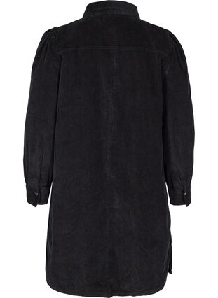 Robe chemise en velours à manches longues, Black, Packshot image number 1