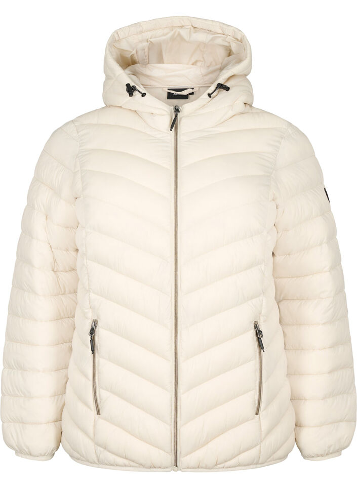 Doudoune l&eacute;g&egrave;re matelass&eacute;e &agrave; capuche, Beige, Packshot image number 0