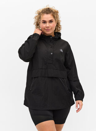 Veste de sport avec capuche et poches, Black, Model image number 0