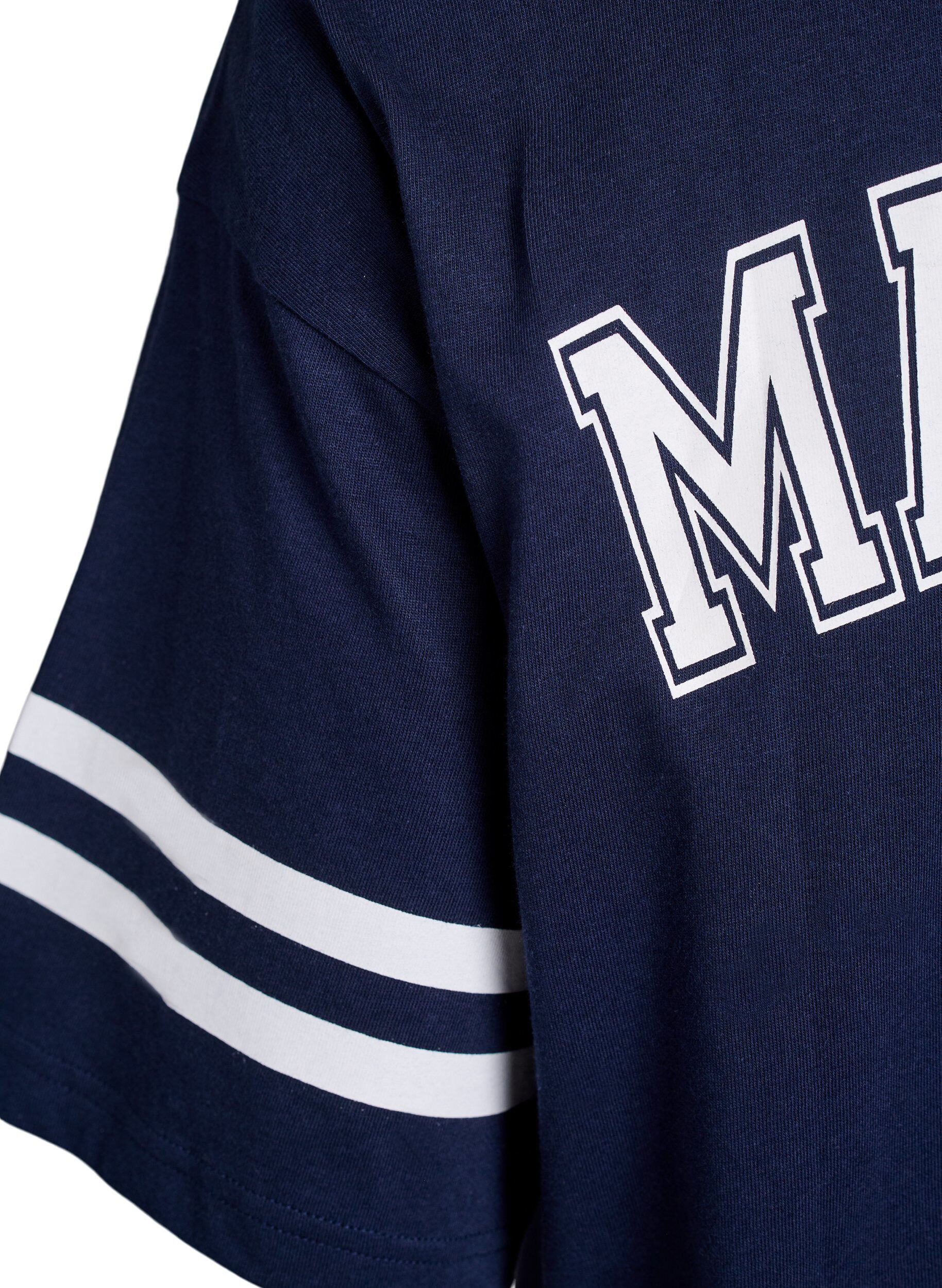 ZizziKort T-shirtjurkje met sportieve details, Blauw, Packshot image number 4