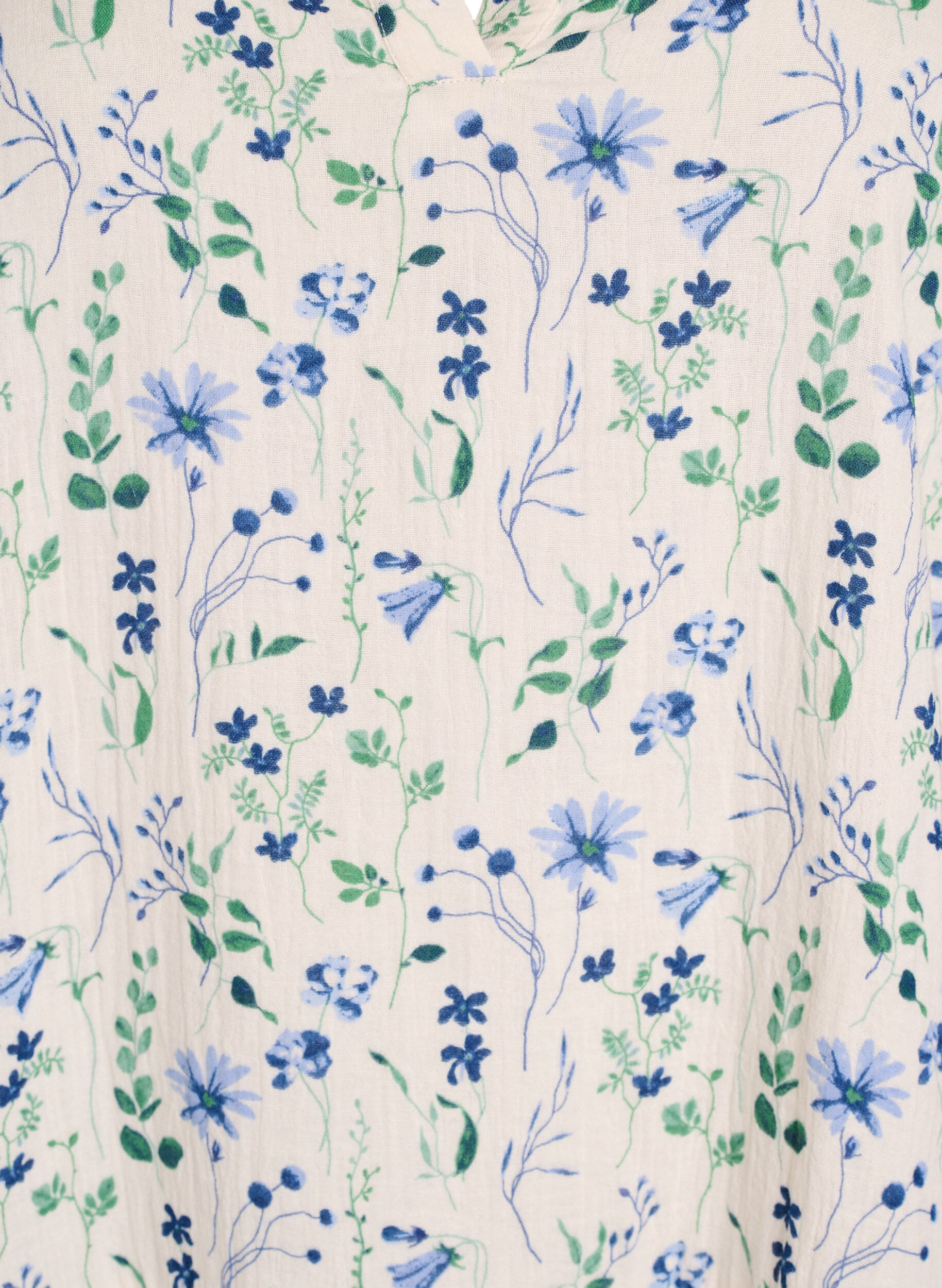 Zizzi Robe courte &eacute;vas&eacute;e en mousseline de coton, Beige, Packshot image number 2