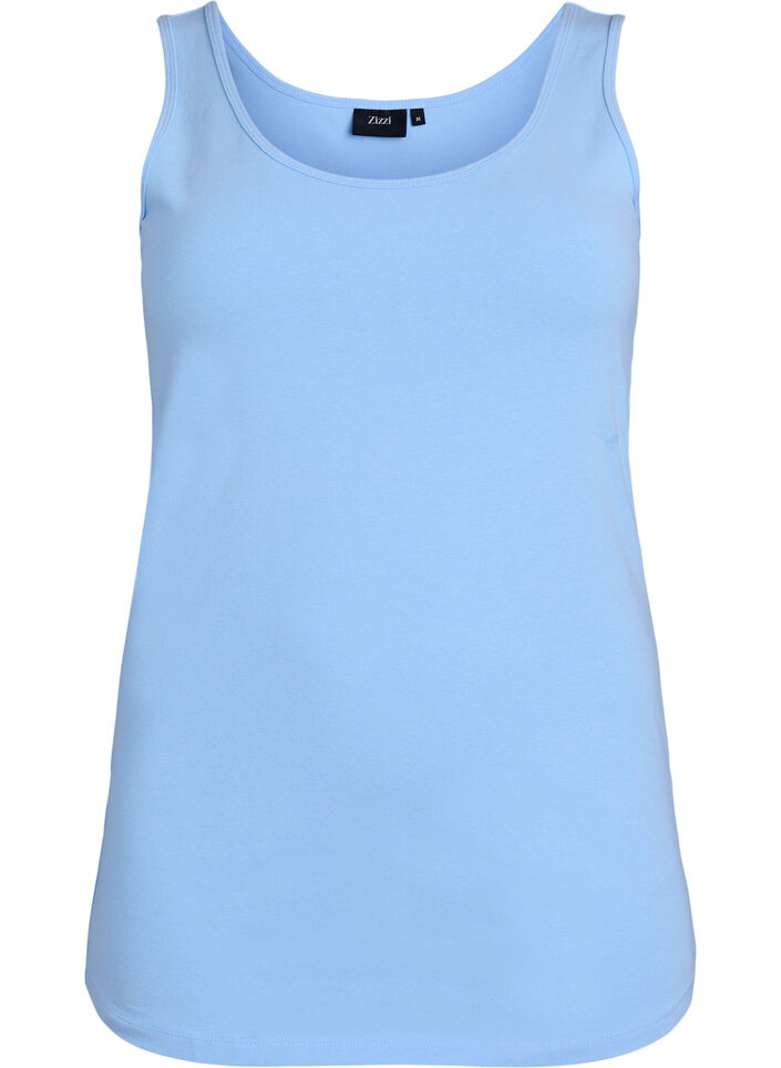 Solide kleur basis top in katoen, Blauw, Packshot image number 0