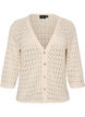 Gebreid vest met open broderie en V-hals, Beige, Packshot image number 0