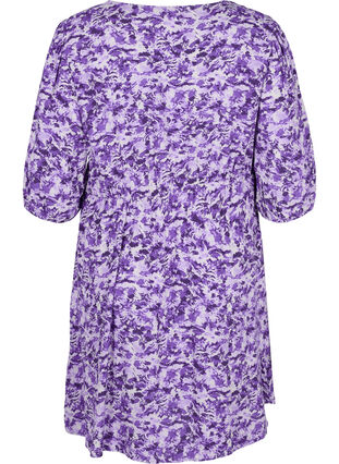 Robe avec boutons et manches 3/4, Purple AOP, Packshot image number 1