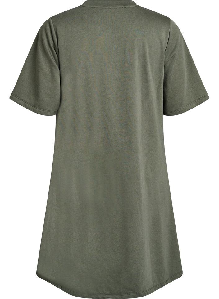 Knielange jerseyjurk met zakken en A-lijn vorm, Groen, Packshot image number 1