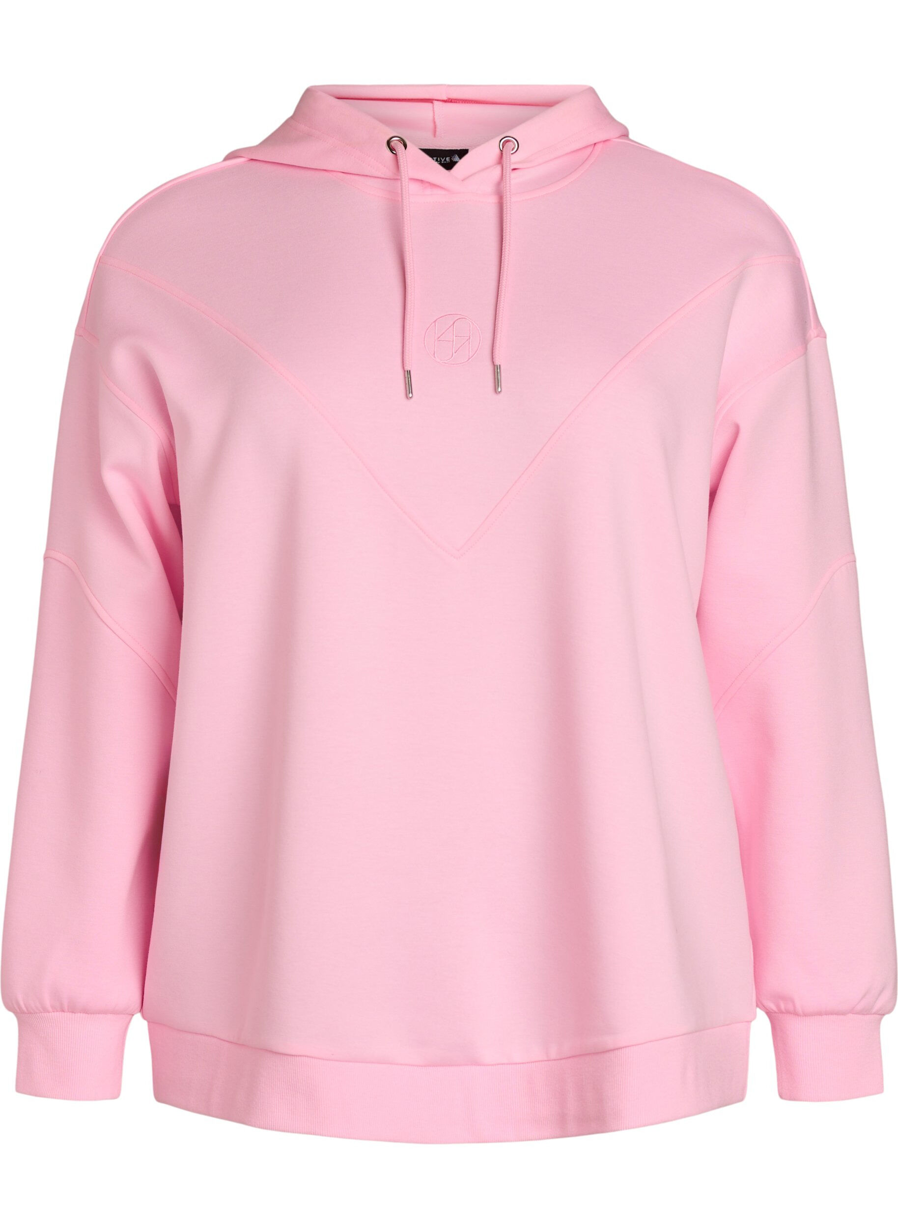 ZizziSportieve scuba hoodie met decoratieve stiksels, Roze, Packshot image number 0