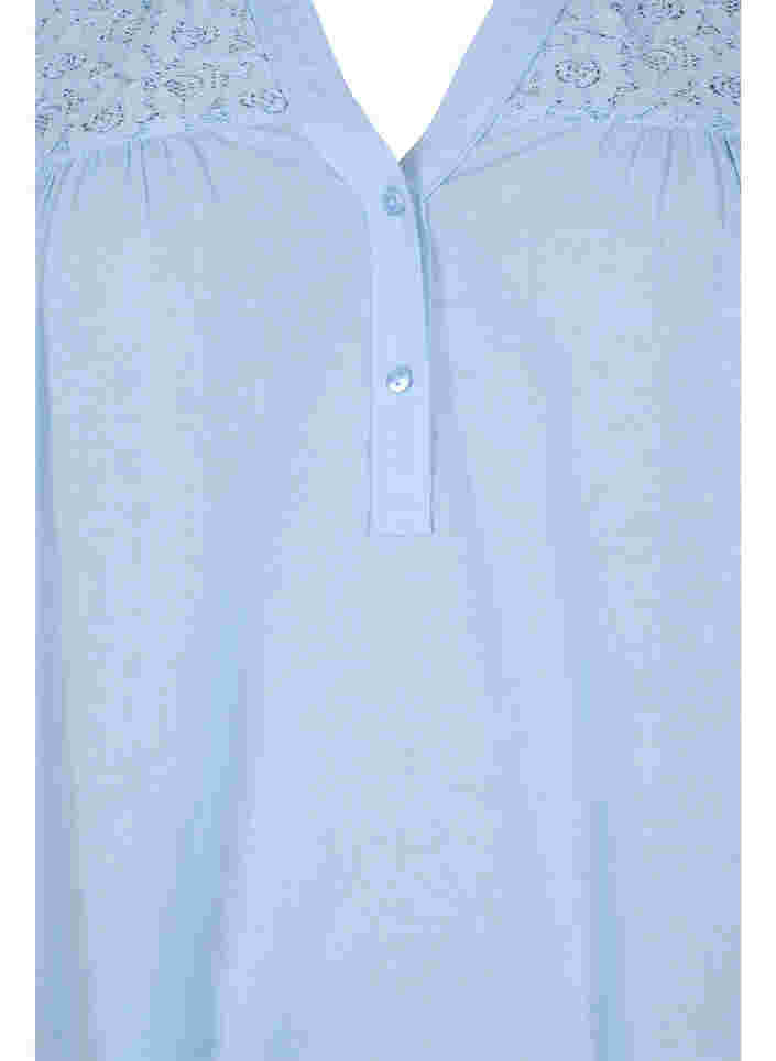 Katoenen blouse met kanten details, Chambray Blue, Packshot image number 2