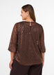 Doorschijnende blouse met pailletten en een ruitpatroon, Bruin, Model image number 2