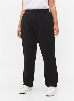 Pantalon ample avec bord élastiqué, Black, Model image number 2