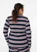 Nachtbovenstuk met lange mouwen in geribde jersey met strepen, Blauw, Model image number 2