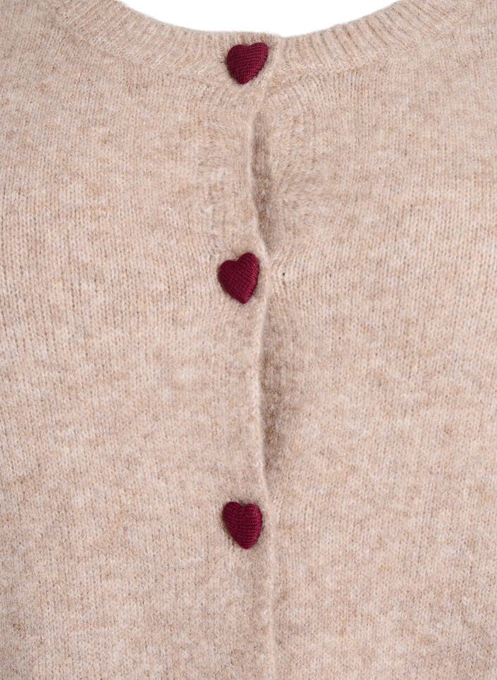 Cardigan met hartvormige knopen, Beige, Packshot image number 2