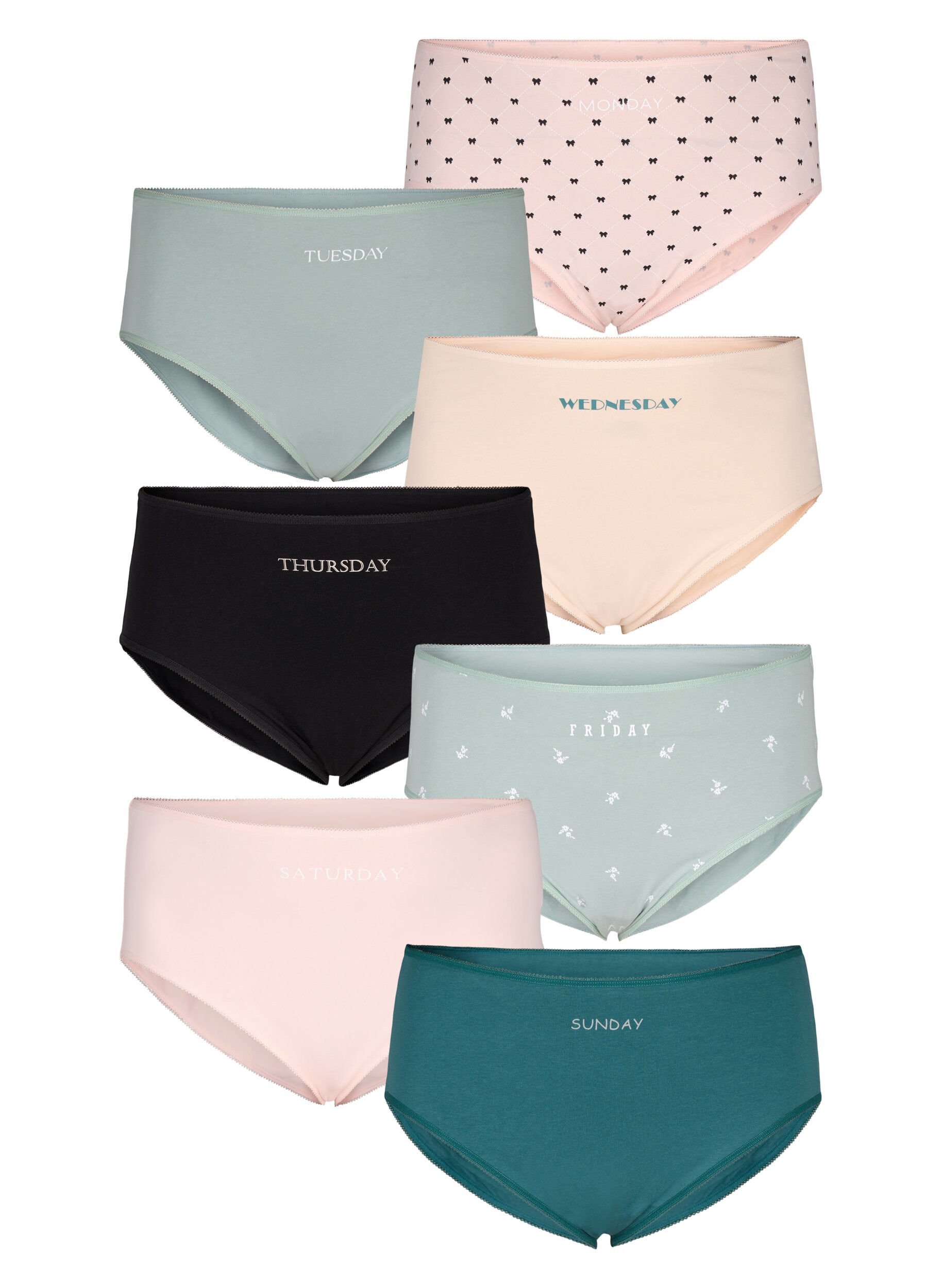 Zizzi7-pack panties met normale taille, Groen, Packshot image number 0