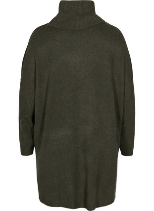 Poncho en tricot chiné avec col roulé et fente, Forest Night Mel., Packshot image number 1