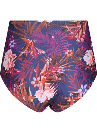 Gestreept bikinibroekje met hoge taille, Purple Flower, Packshot image number 1