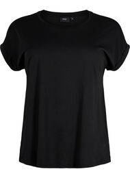 T-shirt à manches courtes en coton mélangé, Black, Packshot
