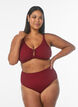 Bikinibroekje met hoge taille en textuur, Rood, Model image number 0