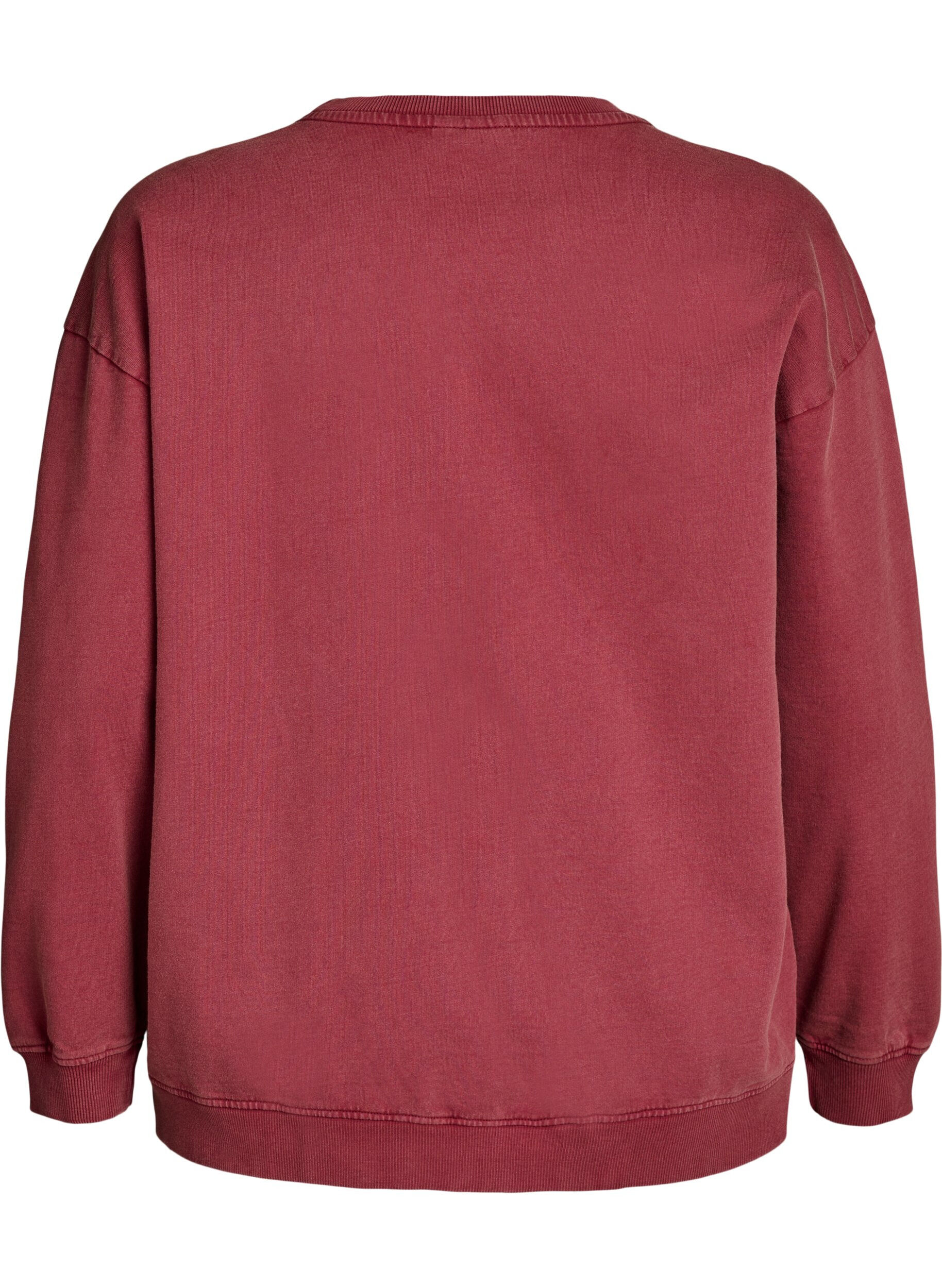 ZizziLosvallend sweatshirt met gewassen look, Rood, Packshot image number 1