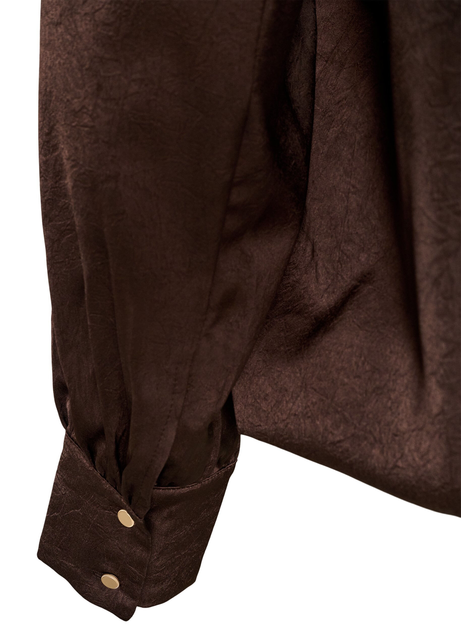 ZizziBlouse aspect satin&eacute; avec coupe ballon, Marron, Packshot image number 3