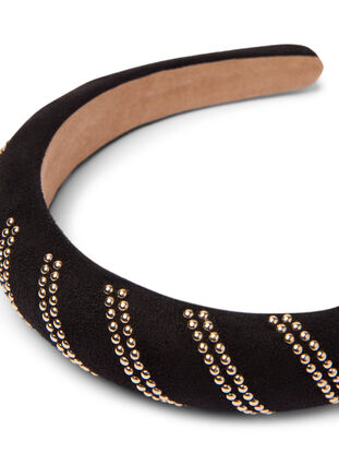 Haarband met gouden klinknagels, Black/Gold, Packshot image number 2