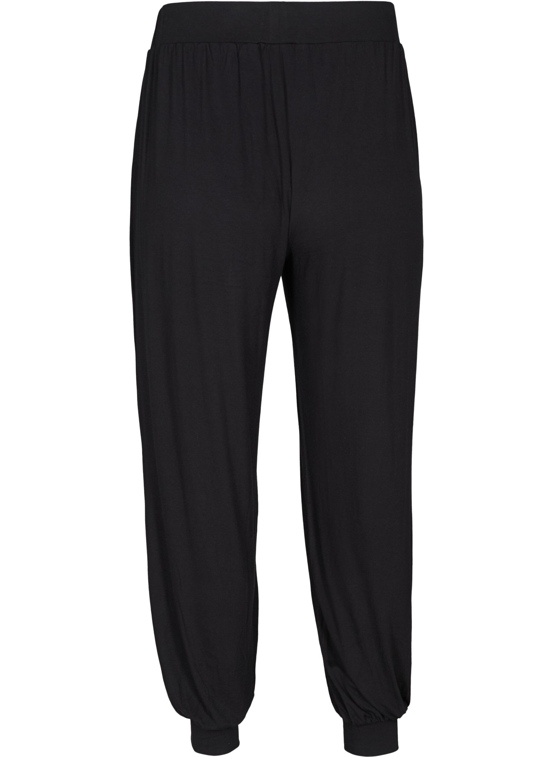 Zizzi Pantalon ample en viscose avec poches, Black, Packshot image number 1