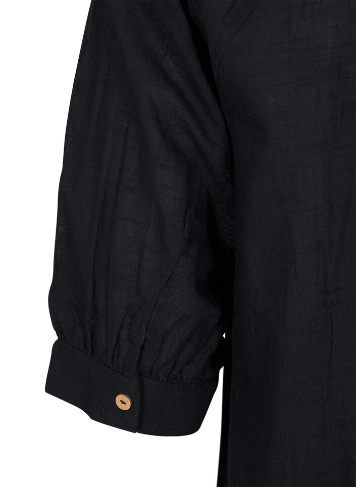 Katoenen tuniek met V-hals, Zwart, Packshot image number 3