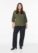 Chemisier &agrave; texture et manches 3/4, Vert, Model image number 1