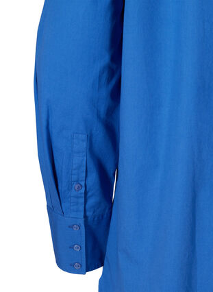 Lange katoenen blouse met borstzakje, Dazzling Blue, Packshot image number 3