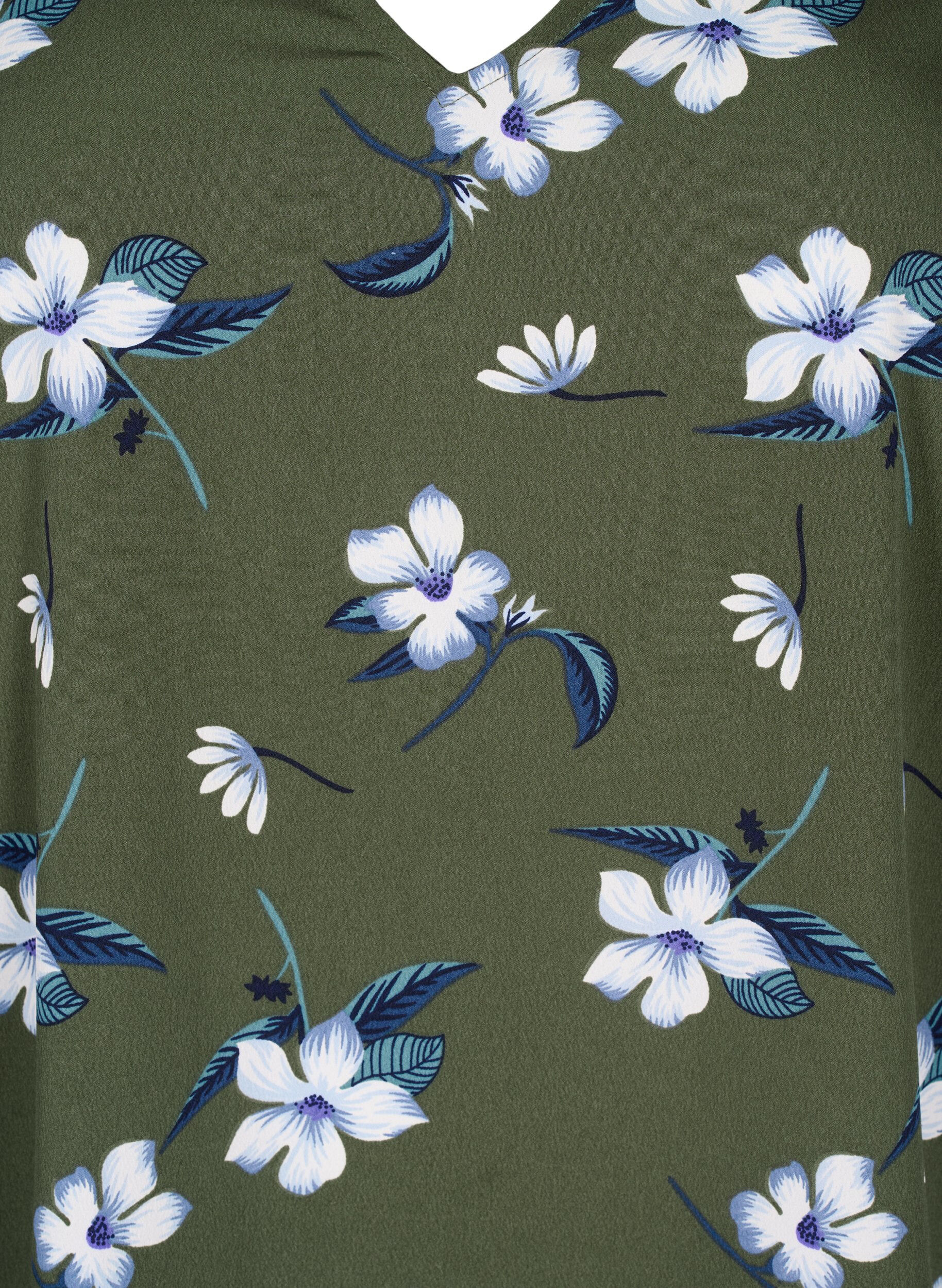 ZizziFLASH - Tuniek met v-hals en print, Olive Night Flower, Packshot image number 2