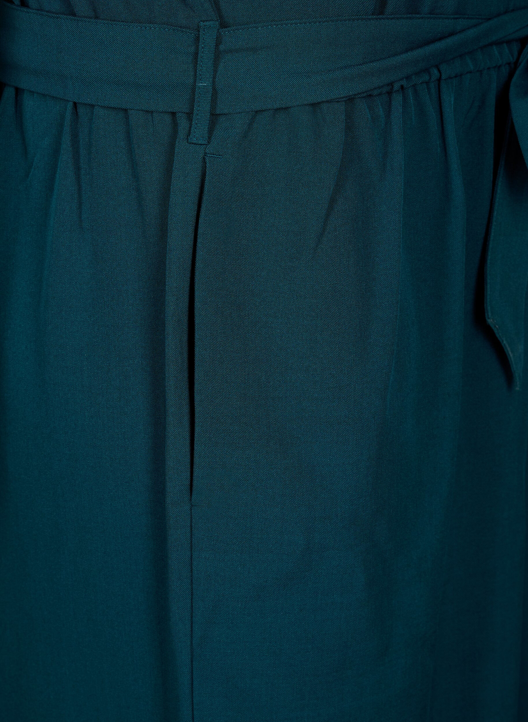 ZizziJumpsuit met riem en korte mouwen, Sea Moss Melange, Packshot image number 3